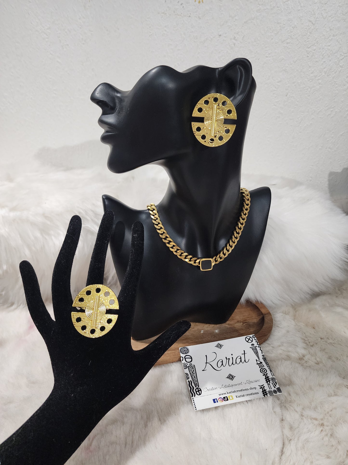 Assinie / Bague & boucles d'oreilles ethnique