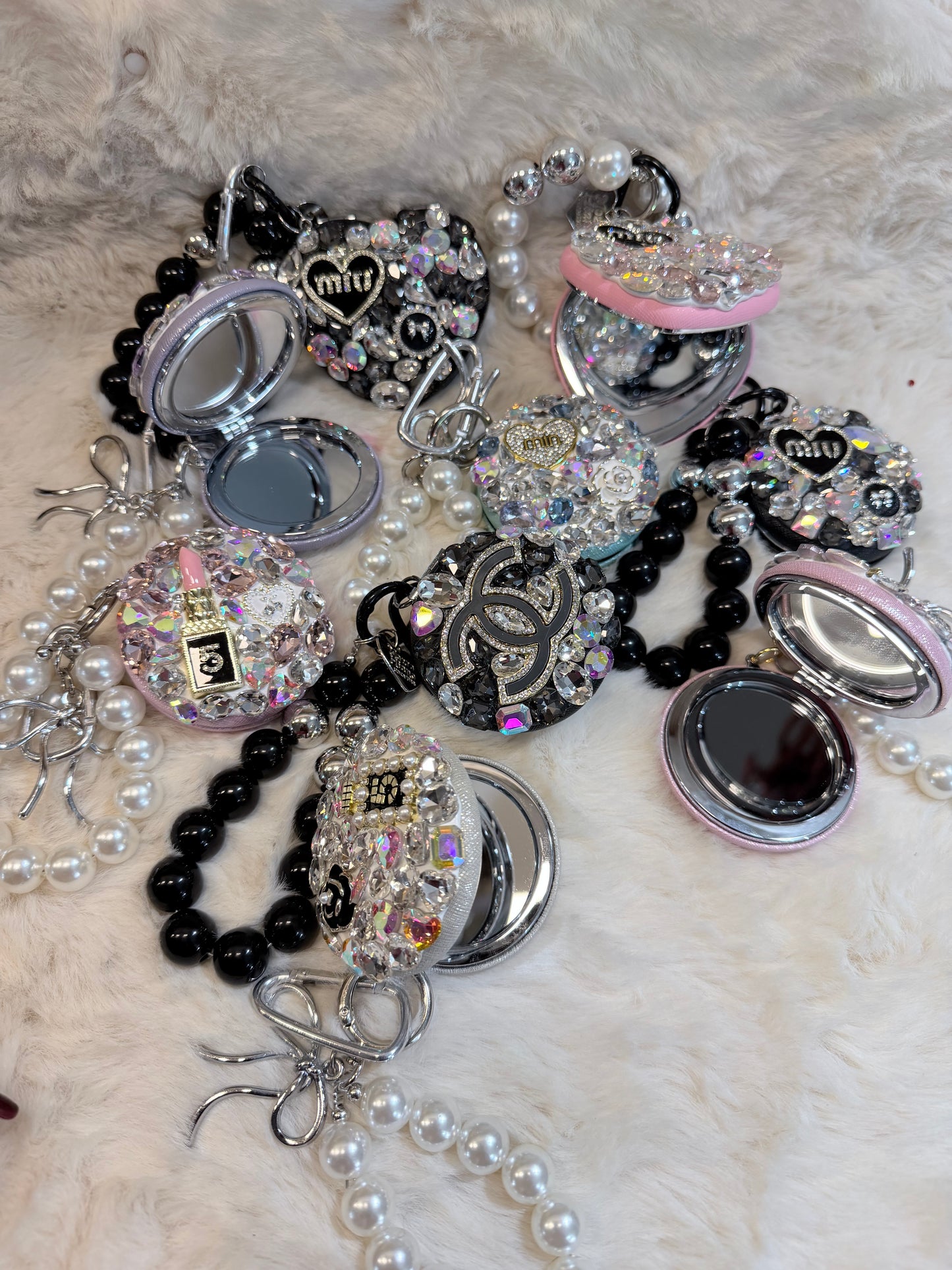 Miroir strass - porte clé